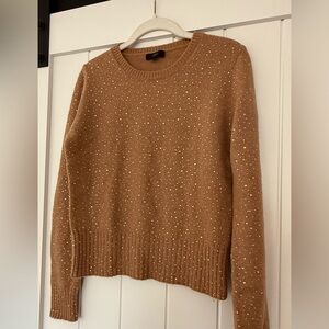 J. Crew Camel sweater with iridescent beads